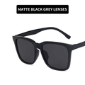 Classic square sunglasses with matte black frames and grey lenses for men and women - Sand Black / Grey Lens