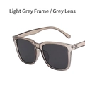 Square minimalist sunglasses featuring light gray translucent frames and dark gray lenses - Light Grey Frame Grey Lens