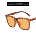 Square tortoise shell sunglasses with light brown lenses for a stylish retro look - Leopard Print Frame Light Tea Lens