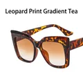 Gafas de sol retro de ojo de gato con montura de leopardo y lentes de degradado té - Leopardo Marrón Degradado