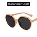 Octagonal retro sunglasses in milk tea pink frame with dark grey UV lenses - Beige Pink / Grey Lenses