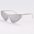 Futuristic shield sunglasses in metallic silver with wraparound aerodynamic frame - Silver Frame Silver Mirror Lens