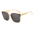 Square oversized sunglasses in cream beige frame with dark polarized lenses - Beige Frame Black Gray Lens
