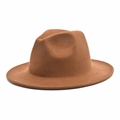 Macro detail of the smooth caramel wool felt texture and structure of the fedora hat - M (56-58cm) / Khaki