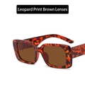 Retro square sunglasses with leopard print tortoiseshell frames and brown lenses - Leopard / Brown