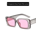 Trendige quadratische Sonnenbrille mit transparentgrauem Rahmen und rosa Gläsern - Transparent Grauer Rahmen Rosa Gläser