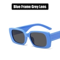Retro quadratische Sonnenbrille mit blauem Rahmen und grauen Gläsern für Streetstyle-Looks - Blauer Rahmen Graue Linsen