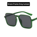 Gafas de sol oversize vintage con montura verde y lentes tintadas en gris - Montura Verde Lente Gris