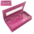 Scatola per ciglia finte glitter rosa con finestra trasparente e vassoio interno - Glitter Rosso Rosa