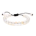 Handmade woven tiger eye agate bead bracelet with adjustable black nylon cord for couples - White Moonstone