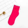 Calcetines de terciopelo acanalado rojo rosa vibrante con bordes enrollados y transpirables - Talla única / Rojo Brillante