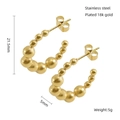 Minimalist 18K gold plated stainless steel C-shaped beaded hoop earrings 21.5mm - C-Shaped Beaded Style (ZE794G) / Gold