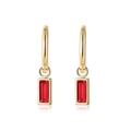 Elegante gouden oorbellen met rode rechthoekige zirkoonhangers voor sieradensets - Goud Rood Rechthoek Steen
