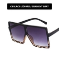 Oversized square sunglasses in black leopard frame with gradient gray lenses - Black Leopard Frame Gradient Grey Lens