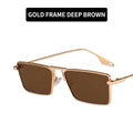 Minimalist square metal sunglasses with gold frame and dark tea lenses for a modern look - Gold Frame Dark Tea Lenses