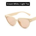 Occhiali da sole cat-eye crema con lenti color tè chiaro e dettagli in metallo dorato - Crema Marrone Chiaro