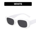 Retro rectangle sunglasses with thick white frames and dark grey lenses for fashion - Solid White Frame Gray Lens