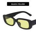 Retro rectangle sunglasses with glossy black frame and transparent yellow lenses - Glossy Black Frame Yellow Lens