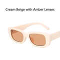 Retro small square sunglasses with cream frame and light tea lenses for fashion - Cream Light Brown
