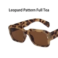 Gafas de sol cuadradas oversize con estampado de leopardo y lentes marrón oscuro - Leopardo Té Completo