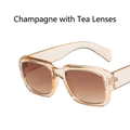 Gafas de sol retro de gran tamaño con montura champagne transparente y lentes degradadas - Té degradado de champán