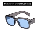 Gafas de sol poligonales con montura gris transparente y lentes azul claro - Gris Transparente Lente Azul