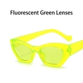 Occhiali da sole cat-eye verde neon traslucidi con montatura poligonale di tendenza - Verde Fluorescente