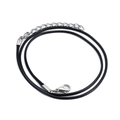 Black cord necklace with silver lobster clasp and extension chain for cat pendant - Black Leather Rope 1pc
