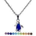 Cute temperature color changing penguin pendant necklace with stainless steel chain - Penguin Color Changing Necklace