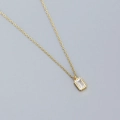 Collana elegante in argento s925 con ciondolo rettangolare in zircone dorato - Argento 925 / Oro