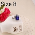 Anello di fidanzamento reale con zaffiro misura 8 e corona di diamanti bianchi - US 8 / Blu/Argento