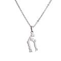 Collana in acciaio inossidabile lucido con pendente silhouette madre e figlio e cuore - Argento/Silhouette madre e figlio