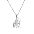 Collana in acciaio inossidabile lucido con pendente silhouette di una famiglia di quattro - Famiglia di Quattro / Argento