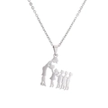 Collana in acciaio inossidabile con ciondolo silhouette di una madre con quattro bambini - Madre che passa il cuore a 4 bambini (CS00239)