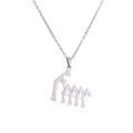 Collana in acciaio inossidabile con ciondolo sagoma di madre e cinque figli in argento - Madre che bacia 1 bambino e 4 bambini (CS00245)