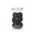 Set of 8 mini black teardrop makeup sponges in a clear plastic jar with silver metal lid - Set of 8 / Black