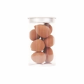 Set of 8 brown mini teardrop makeup sponges in a transparent cylindrical container - Set of 8 / Coffee