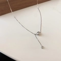 Collar con colgante de flor plateado y cadena de caja ajustable para mujer - 6# Estilo de Cuenta Redonda Plateada Ajustable