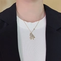 Golden necklace featuring a sparkling crystal-encrusted unicorn pendant on a delicate chain - 19# Necklace-Gold Unicorn (Horse)