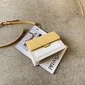 Crossbody square bag in yellow and cream contrast design with golden chain strap - Yellow