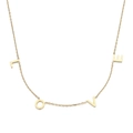 Elegante collana in acciaio inossidabile dorato con pendente a lettere LOVE su fondo bianco - Oro