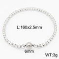 Silver minimalist zircon bracelet with magnetic clasp, 160mm length and 2.5mm width - Style A Silver (KB163482-Z)