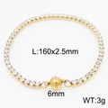 Golden tennis bracelet with clear cubic zirconia and 6mm magnetic sphere clasp - Style A Gold (KB163485-Z)