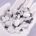 Natural white turquoise heart pendants with marble veins held in hand 20x8mm - White Howlite Bracelet