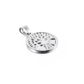 Polished silver-colored stainless steel Tree of Life pendant with hollow round design - Silver Round Hollow Tree of Life (KP93866-Z)
