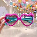 Kids heart-shaped sunglasses in rose red and blue with a cute bow decoration - Rose Red Heart Bow