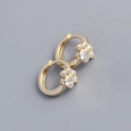 Golden S925 silver cat paw earrings with heart-shaped white zircon and sparkling stones - Gold (1 Pair)