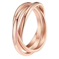Macro shot of interlocking rose gold spinner rings in high-polish titanium steel finish - US 5 / Rose Gold