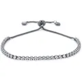 Tennis bracelet with white cubic zirconia on gun black metal and adjustable bolo clasp - Black & Gold