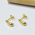 Minimalist 18K gold-plated stainless steel curved teardrop stud earrings for women - Gold Curved Teardrop Bean / 12*4.5mm